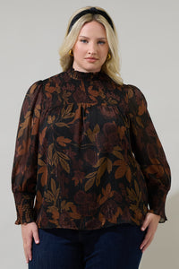 Larba Floral Sunnie Long Balloon Sleeve Top Curve