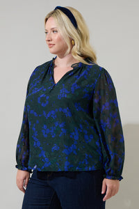 Sweetwater Floral Organza Bowie Long Sleeve Top Curve