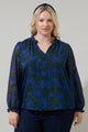 Sweetwater Floral Organza Bowie Long Sleeve Top Curve