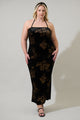 Ace Floral Dynamite Velvet Strapless Maxi Dress Curve