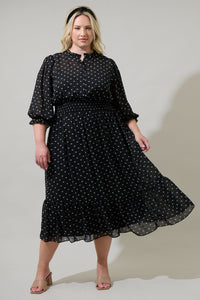 Rosaly Bow Irene Smocked Midi Dress Curve