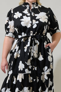 Medina Floral Giles Button Up Midi Dress Curve