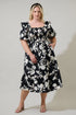 Mableton Floral Rosswell Smocked Midi Dress Curve