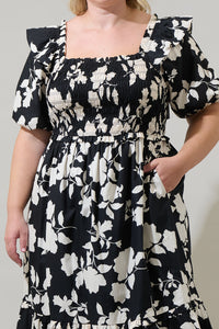 Mableton Floral Rosswell Smocked Midi Dress Curve