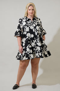 Mableton Floral Dine Poplin Mini Dress Curve