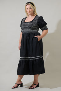 Carlene Smocked Stitch Midi Dress Curve