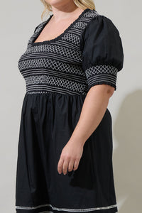 Carlene Smocked Stitch Midi Dress Curve