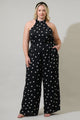 Kaline Polka Dot After Hours Backless Halter Jumpsuit Curve