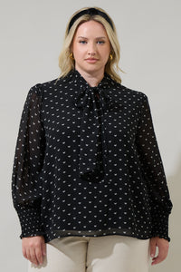 Rosaly Bow Etienne Tie Neck Long Sleeve Blouse Curve