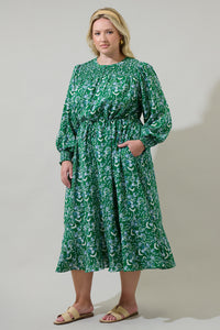 Cabana Baudelaire Floral Keila Smocked Midi Dress Curve