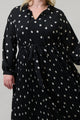 Kaline Polka Dot Marisa Pleated Midi Dress Curve