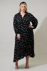 Kaline Polka Dot Marisa Pleated Midi Dress Curve