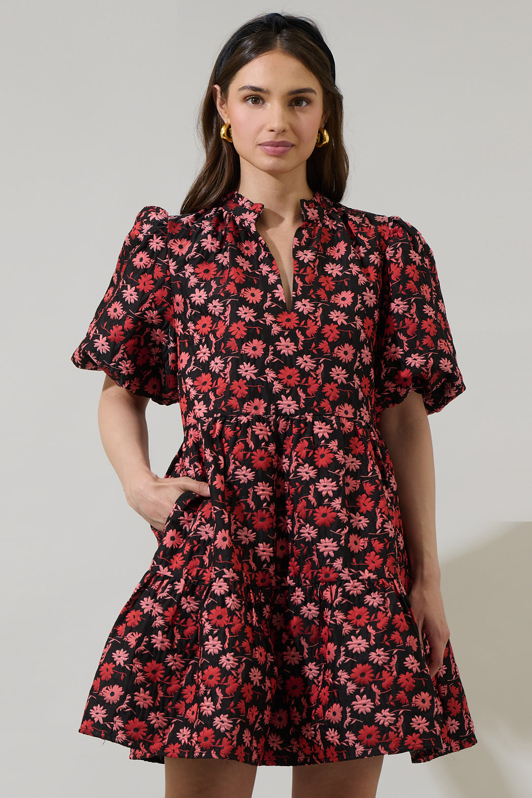red floral babydoll dress New In Women's Cotton Embroidered Floral Babydoll Dress In Tangerine/Orange | Size: Large
