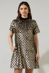 Leslie Sequin Nova Back Bow Tie Mini Dress