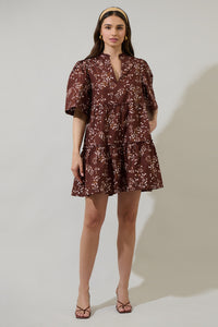 Gibson Floral Dixie Split Neck Shift Dress