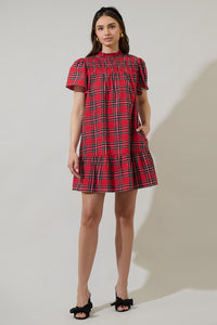 Boswell Tartan Plaid Yare Short Sleeve Mini Dress