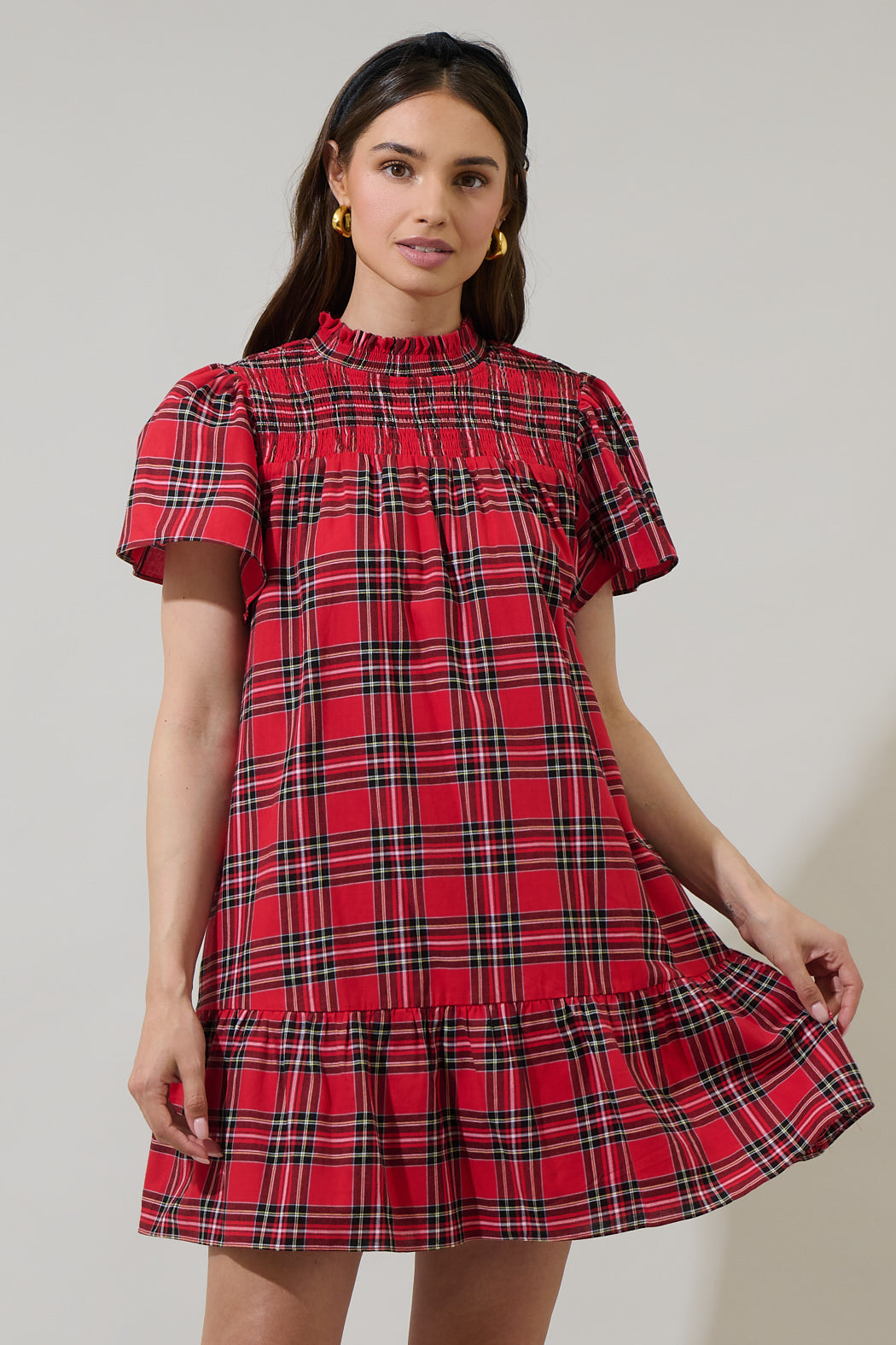 Boswell Tartan Plaid Yare Short Sleeve Mini Dress – Sugarlips