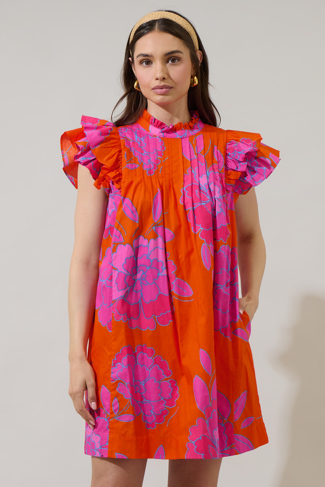Nalani Floral Lovel Shift Mini Dress ORANGE-PINK-MUL / XL