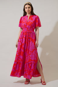 Imara Floral Valencia Split Neck Maxi Dress