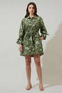 Hazleton Floral Emelia Button Up Mini Dress