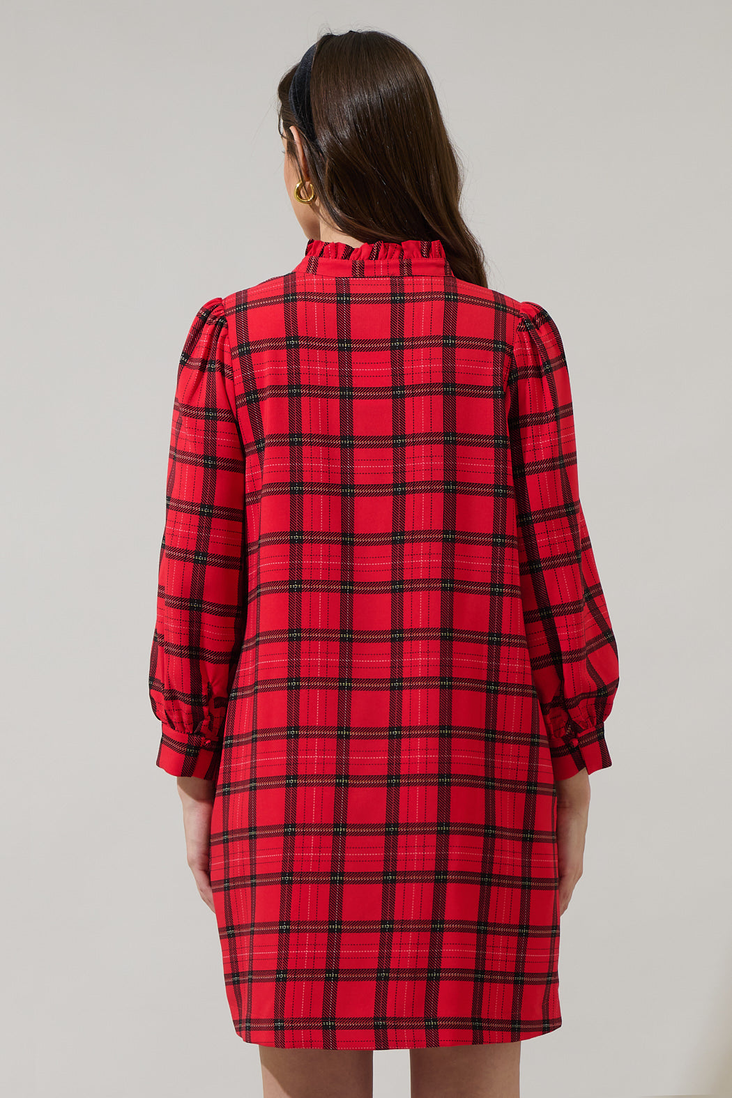 Woodland Red Plaid Lorna Shift Mini Dress RED-BLACK / XS