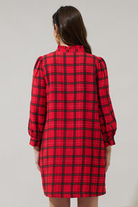 Woodland Red Plaid Lorna Shift Mini Dress