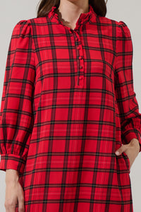 Woodland Red Plaid Lorna Shift Mini Dress