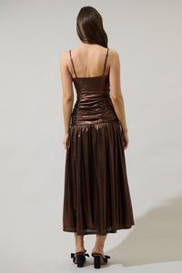 Rina Metallic Bristol Ruched Maxi Dress