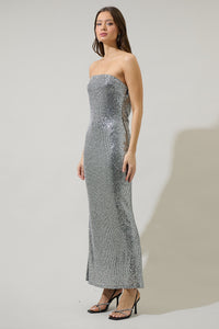 Willard Sequin Dynamite Strapless Maxi Dress