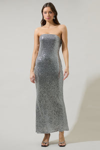 Willard Sequin Dynamite Strapless Maxi Dress