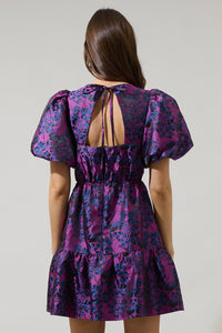 Farrah Jacquard Floral May Tiered Mini Dress