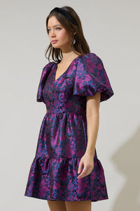 Farrah Jacquard Floral May Tiered Mini Dress