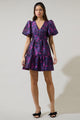 Farrah Jacquard Floral May Tiered Mini Dress