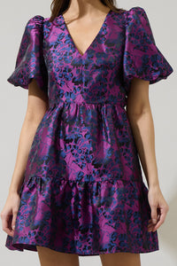 Farrah Jacquard Floral May Tiered Mini Dress