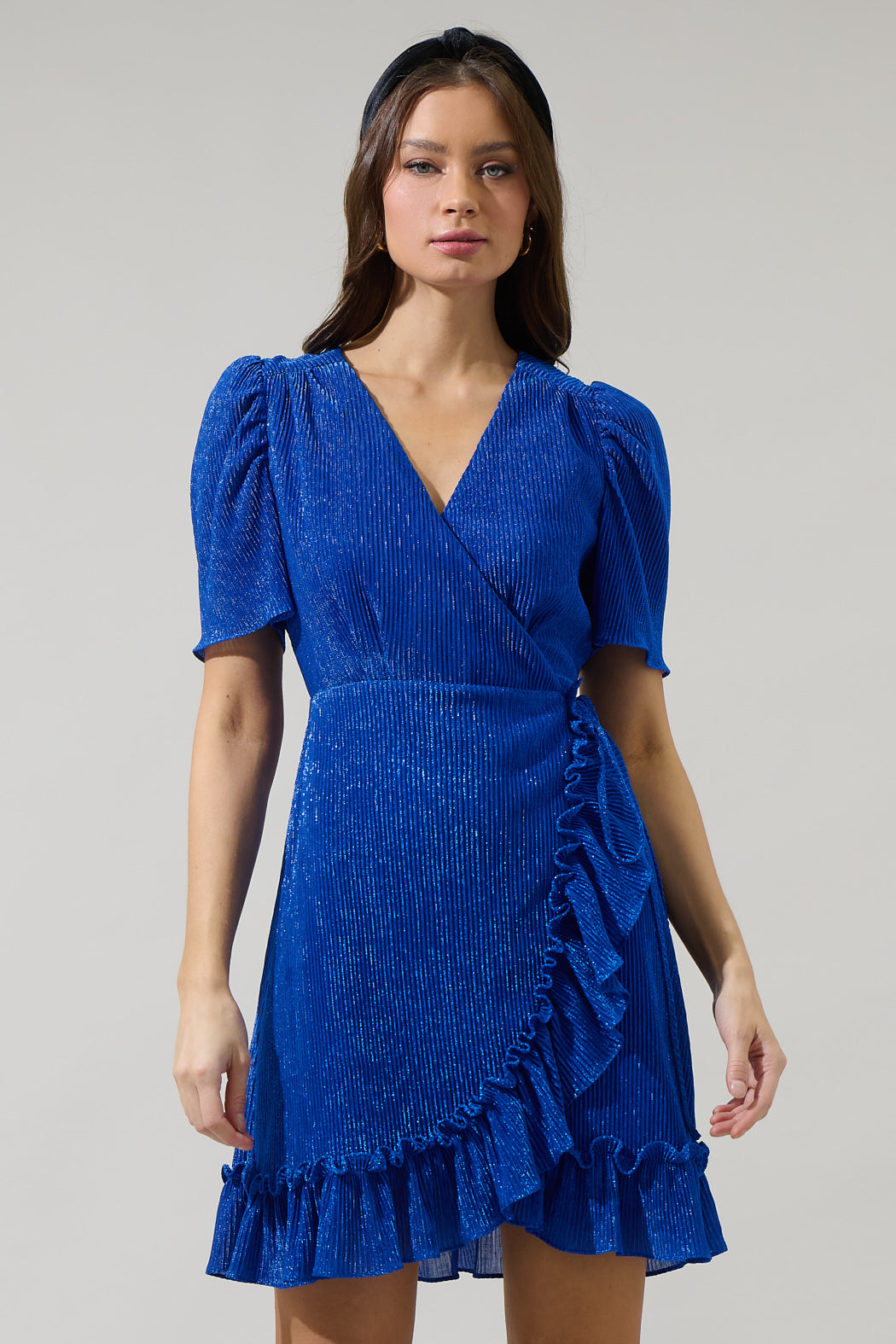 Kira Marly Shimmer Daisie Wrap Mini Dress Cobalt / M by Sugarlips Kira Marly Shimmer Daisie Wrap Mini Dress Cobalt / M by Sugarlips