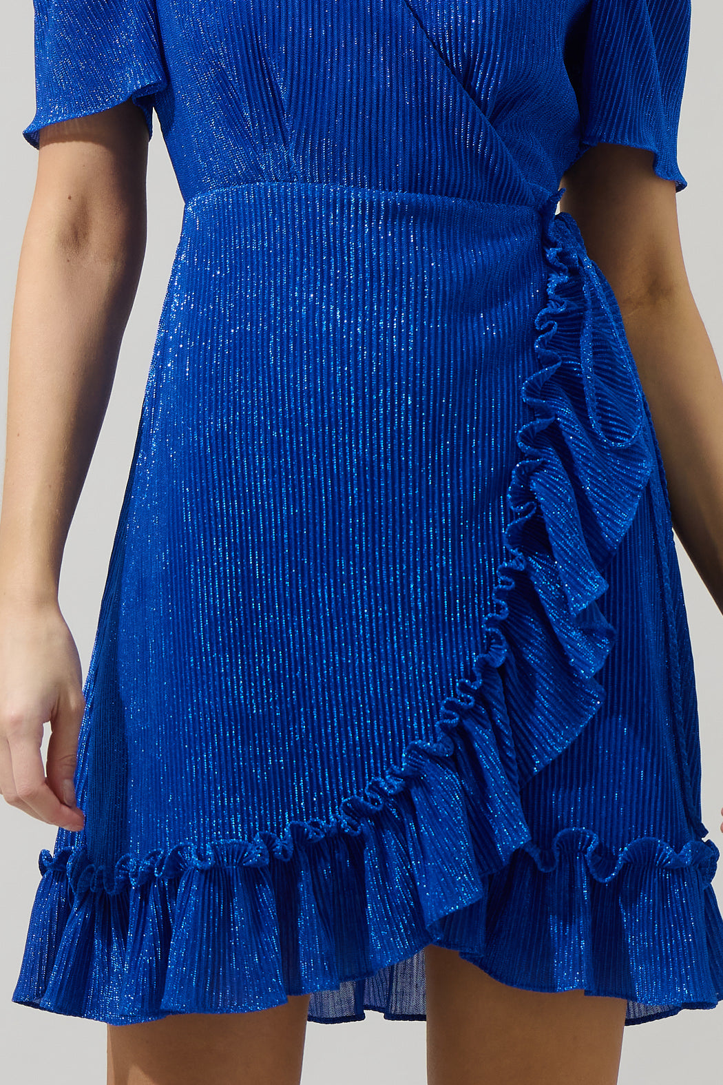 Kira Marly Shimmer Daisie Wrap Mini Dress COBALT / M by Sugarlips Kira Marly Shimmer Daisie Wrap Mini Dress COBALT / M by Sugarlips