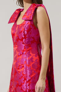 Duson Jacquard Bow Sash Dress