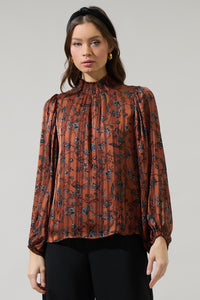 Leoben Floral Figaro Balloon Sleeve Blouse