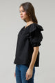 Flores Poplin Ruffle Short Sleeve Top