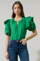 Flores Poplin Ruffle Short Sleeve Top