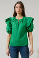 Flores Poplin Ruffle Short Sleeve Top