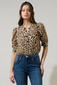 Clare Leopard Devon Button Down Blouse