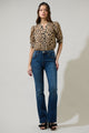 Clare Leopard Devon Button Down Blouse