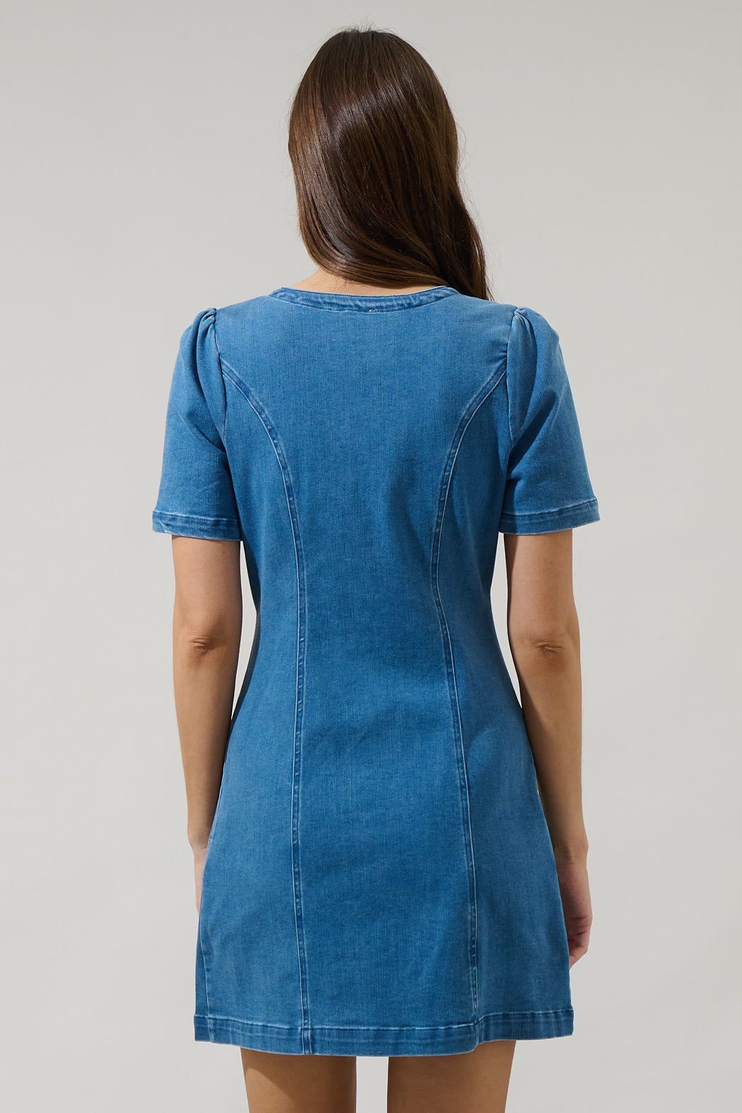 Emmet Jackson Denim Mini Dress Denim-Blue / L by Sugarlips Emmet Jackson Denim Mini Dress Denim-Blue / L by Sugarlips