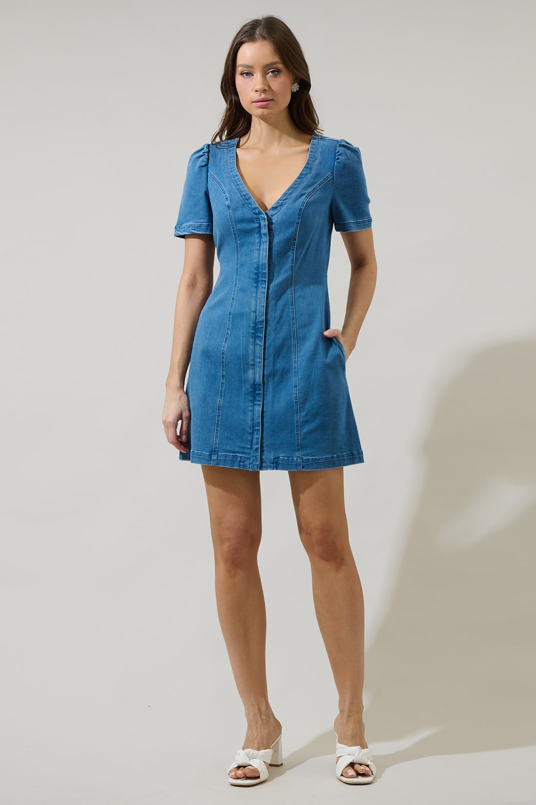 Emmet Jackson Denim Mini Dress Denim-Blue / L by Sugarlips Emmet Jackson Denim Mini Dress Denim-Blue / L by Sugarlips