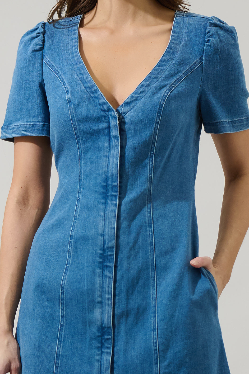 Emmet Jackson Denim Mini Dress Denim-Blue / L by Sugarlips Emmet Jackson Denim Mini Dress Denim-Blue / L by Sugarlips