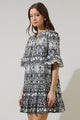 La Palma Floral Auggie Bell Sleeve Shift Dress