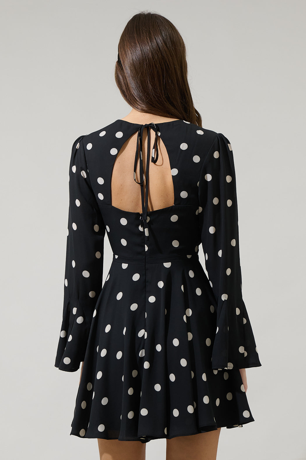 Kaline Polka Dot Yara Flare Mini Dress IVORY-BLACK-DOT / S