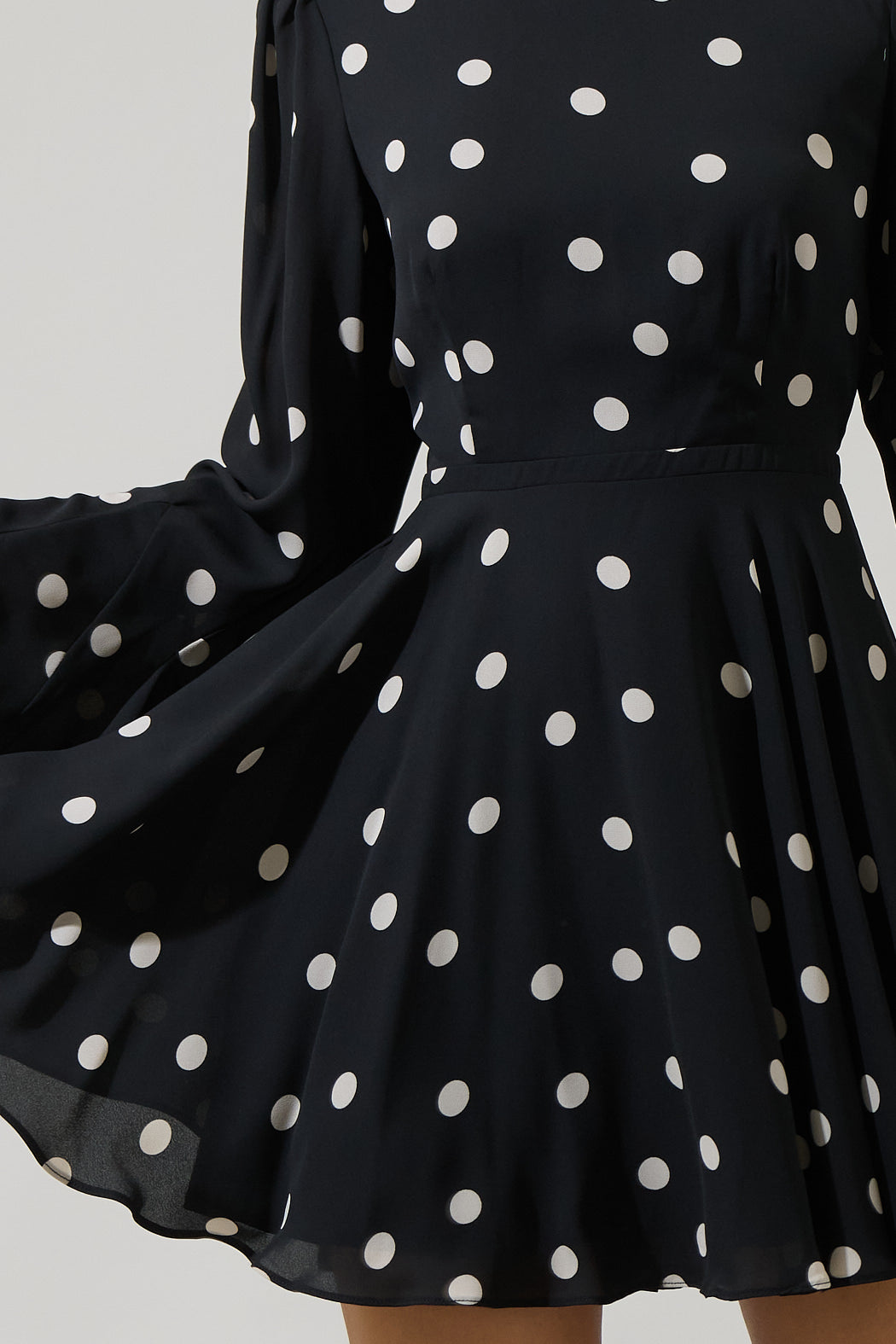Kaline Polka Dot Yara Flare Mini Dress IVORY-BLACK-DOT / M by Sugarlips Kaline Polka Dot Yara Flare Mini Dress IVORY-BLACK-DOT / M by Sugarlips