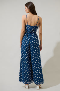 Elodie Dot Amoretta Ruched Wide Leg Jumpsuit